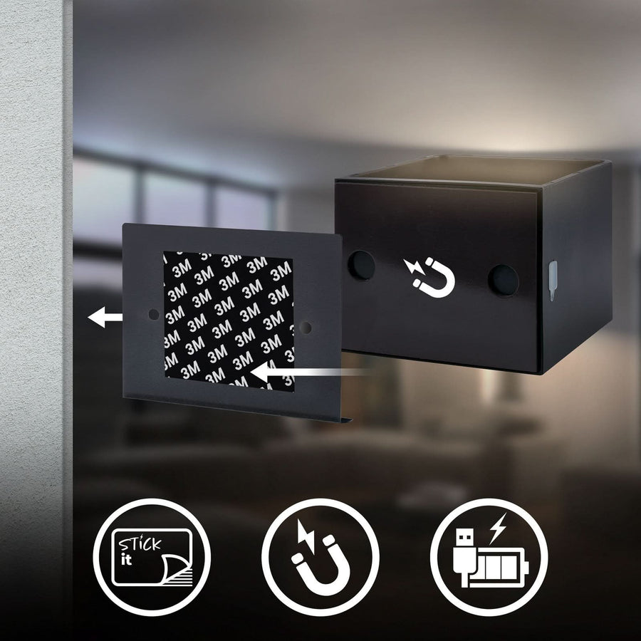 Applique murale LED rechargeable Barro en métal, noir mat, hauteur 10 cm