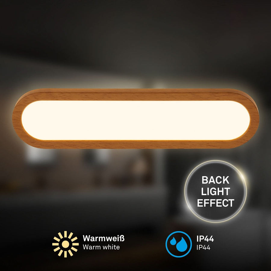 Applique murale LED Pil, bois, hauteur 9 cm, IP44