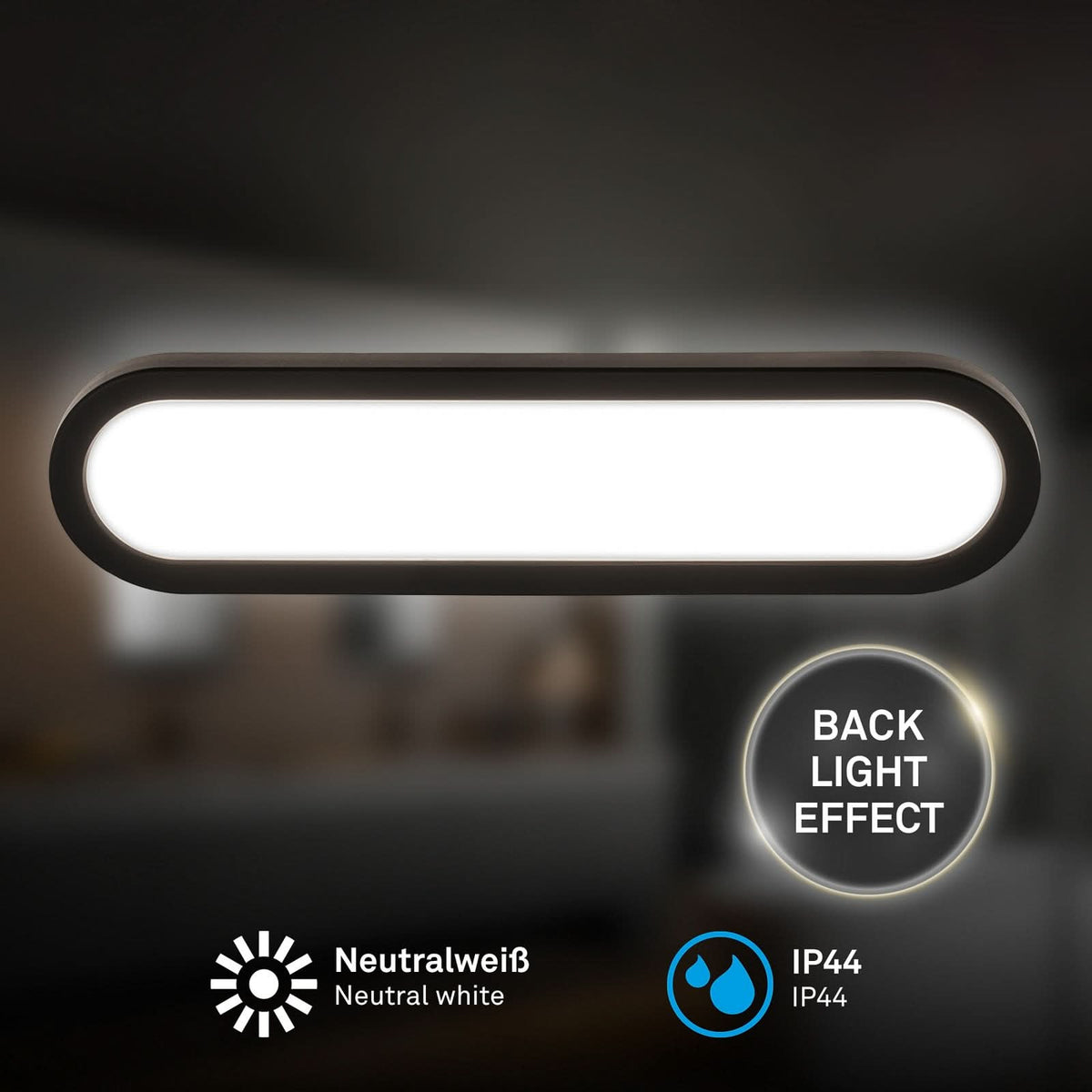 Applique murale LED Pil, noir, hauteur 9 cm, IP44