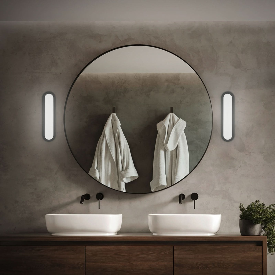 Applique murale LED Pil, noir, hauteur 9 cm, IP44