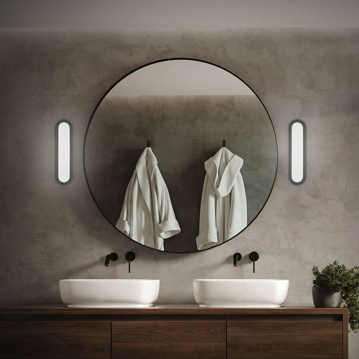 Applique murale LED Pil, noir, hauteur 9 cm, IP44