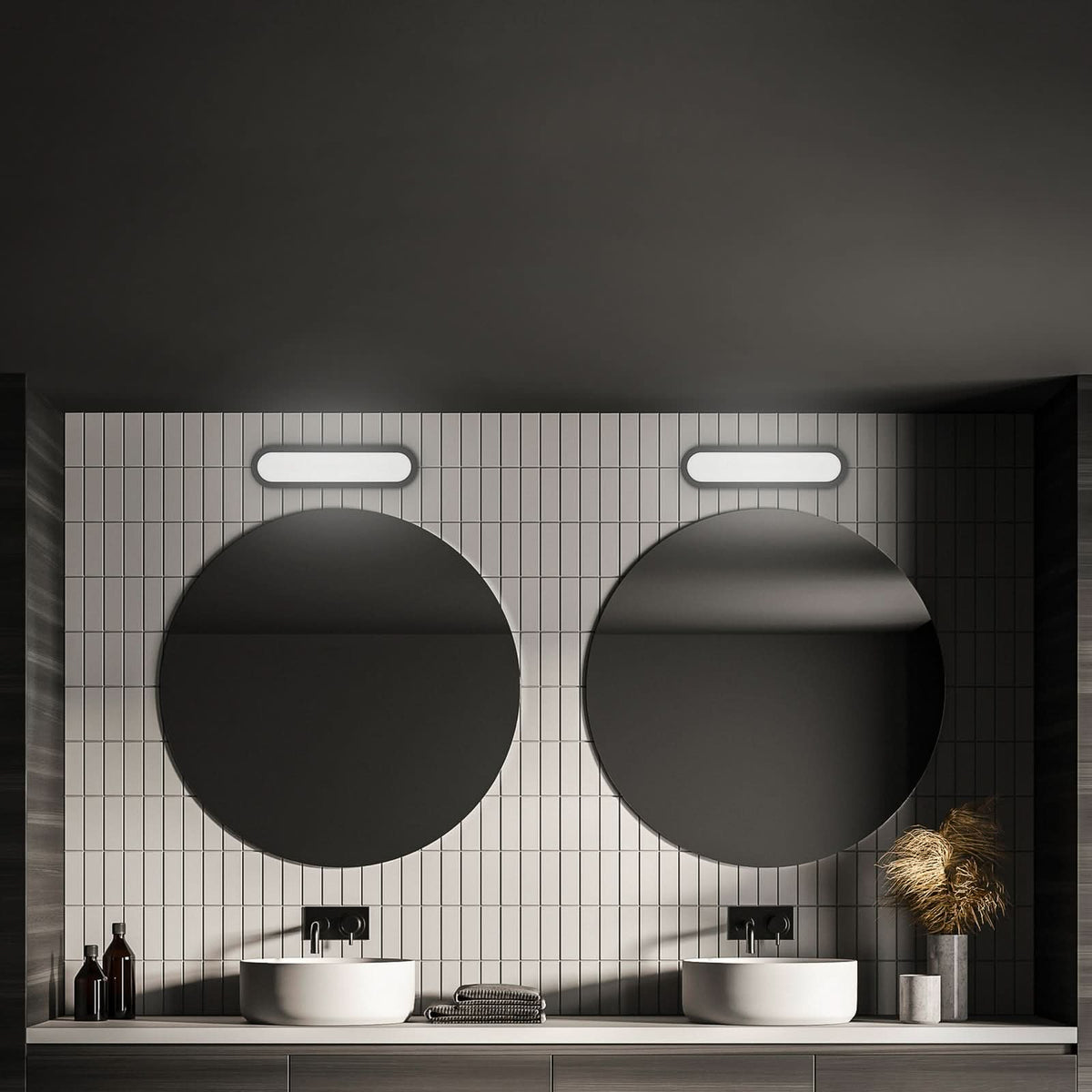 Applique murale LED Pil, noir, hauteur 9 cm, IP44