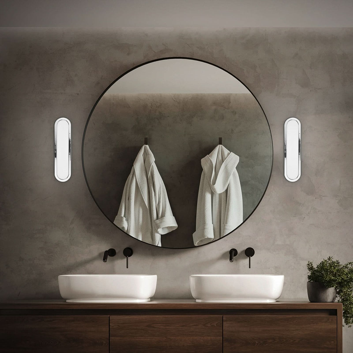 Applique murale LED Pil, chromé, hauteur 9 cm, IP44