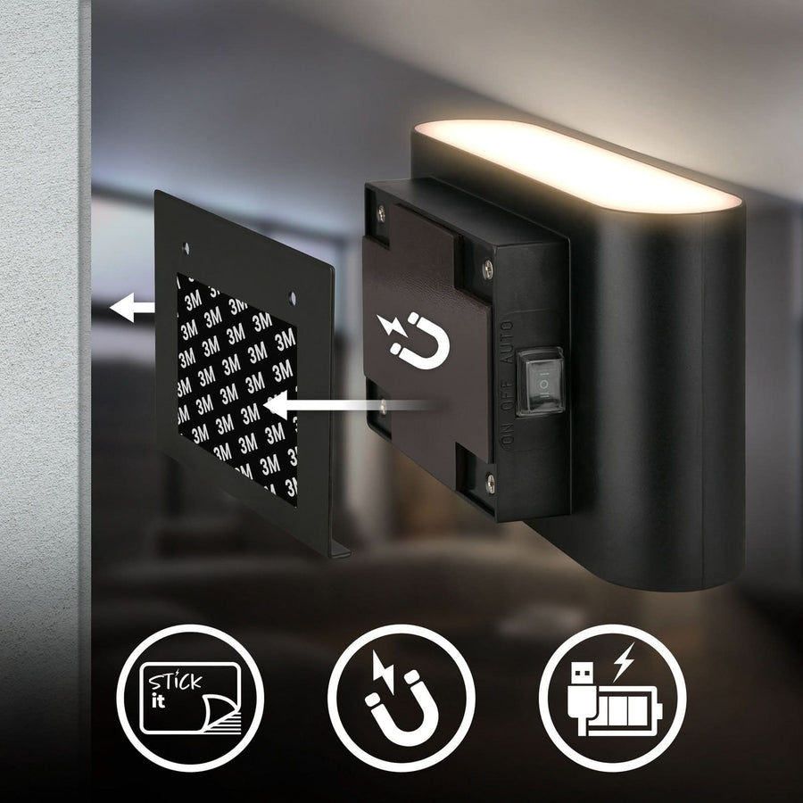 Applique murale LED rechargeable Chat, noir mat, hauteur 9,5 cm