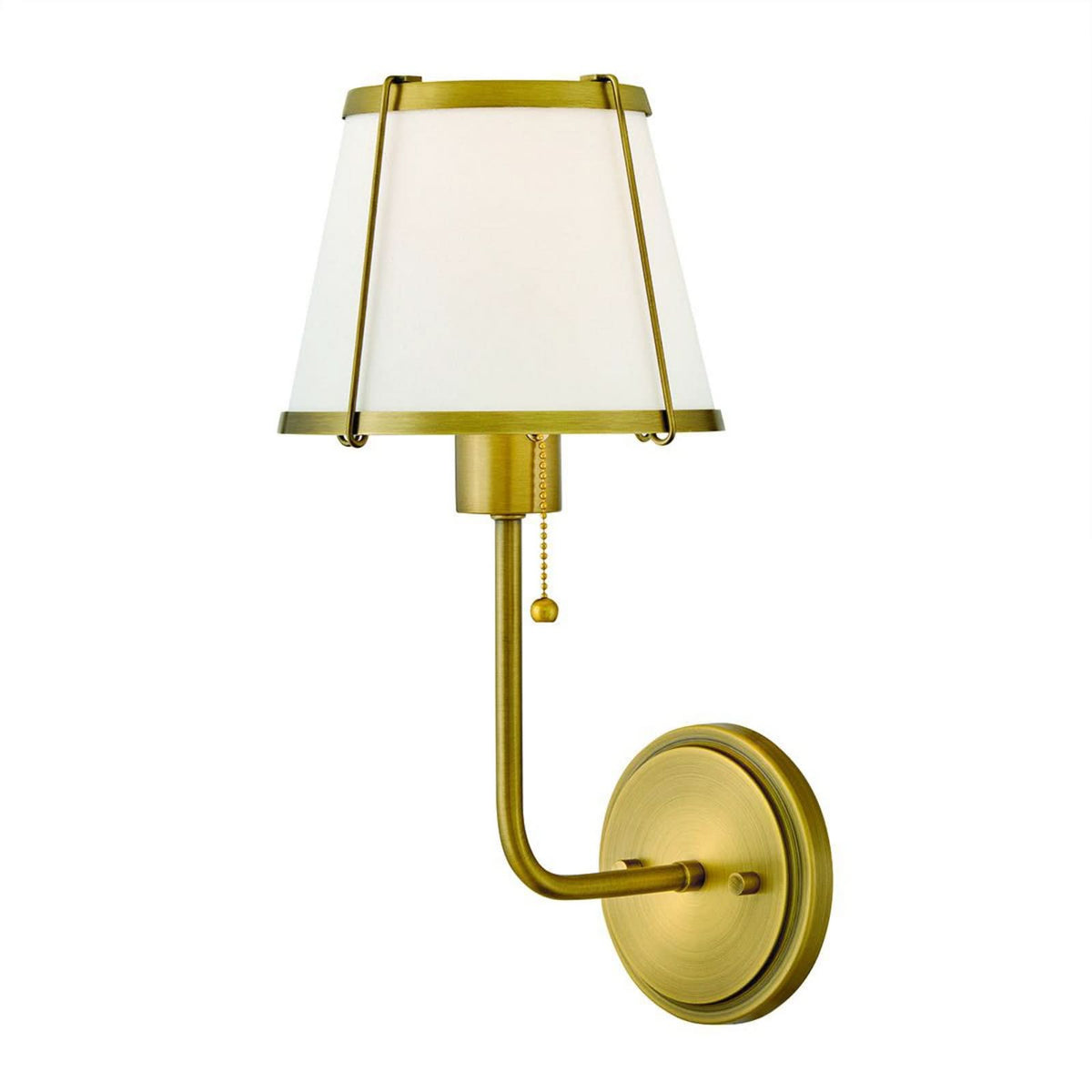 Applique murale Clarke 1 en lin, beige et laiton, hauteur 40 cm