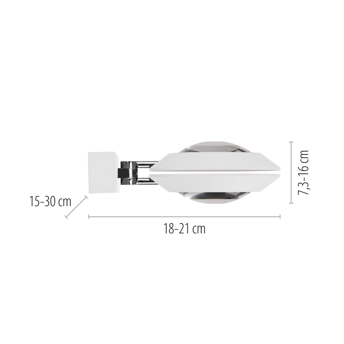 Applique murale LED Oculis en verre, blanc, 2 lumières, hauteur 16 cm
