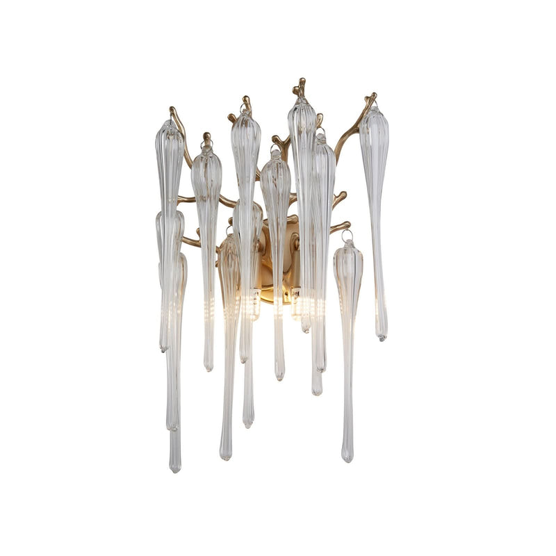 Applique murale Heritage en verre, transparent et laiton, 2 lumières, hauteur 42 cm