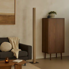 Lampadaire LED Chile S en bois, chêne et gris, hauteur 152 cm