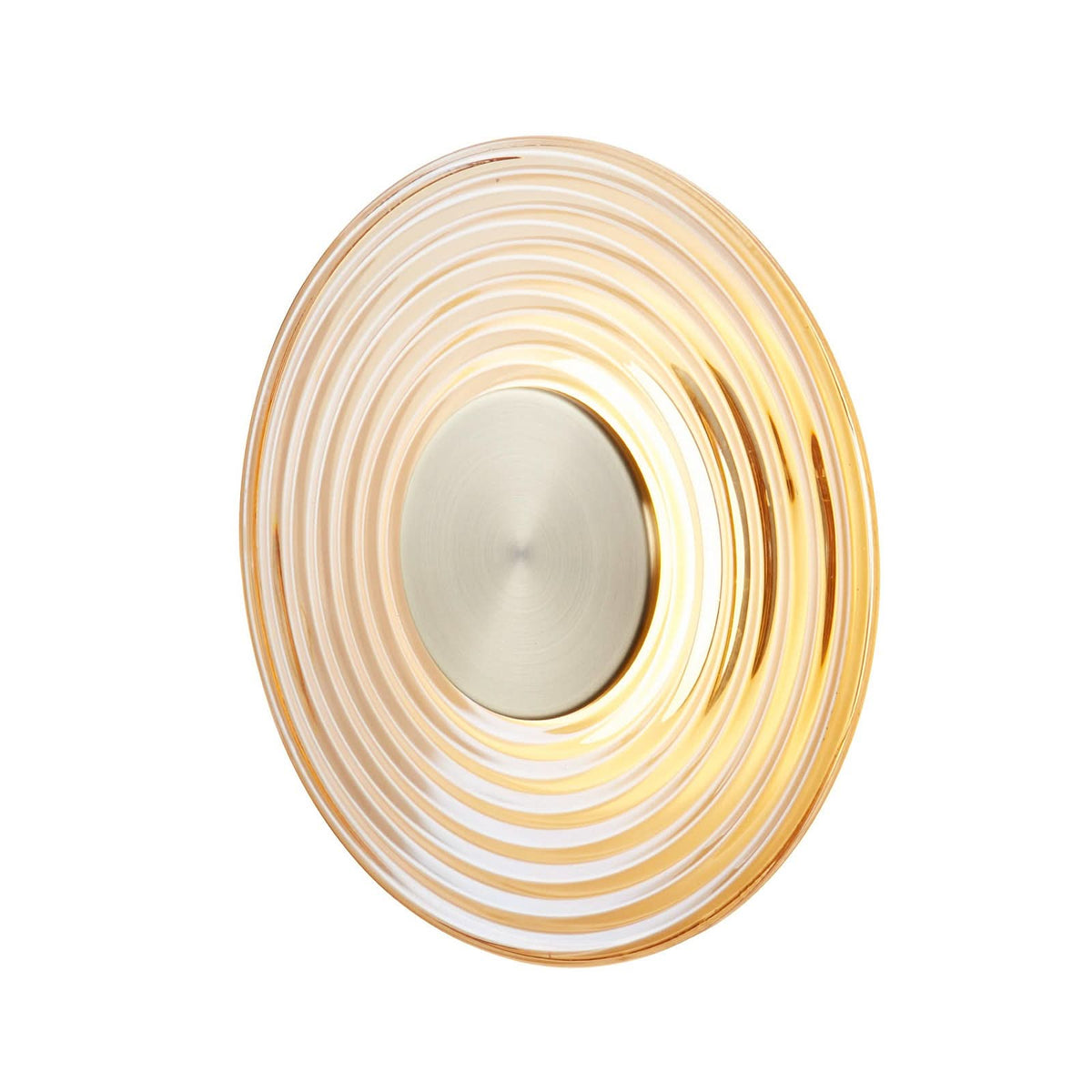 Applique murale LED Cleo en verre, ambre et laiton, Ø 30 cm