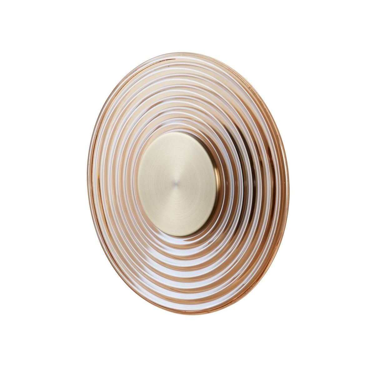 Applique murale LED Cleo en verre, ambre et laiton, Ø 30 cm