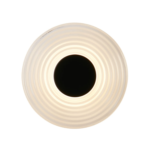 Applique murale LED Cleo en verre, transparent et noir mat, Ø 30 cm