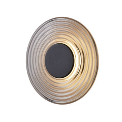 Applique murale LED Cleo en verre, gris fumée et noir mat, Ø 30 cm