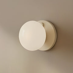 Applique murale Flo en verre, beige et blanc, Ø 19 cm