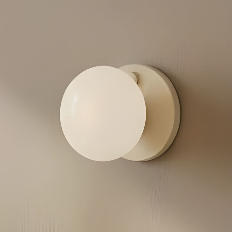 Applique murale Flo en verre, beige et blanc, Ø 19 cm