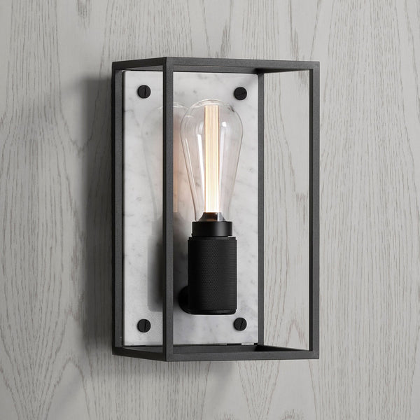 Applique murale Caged Wall en marbre, noir et blanc, hauteur 29,9 cm