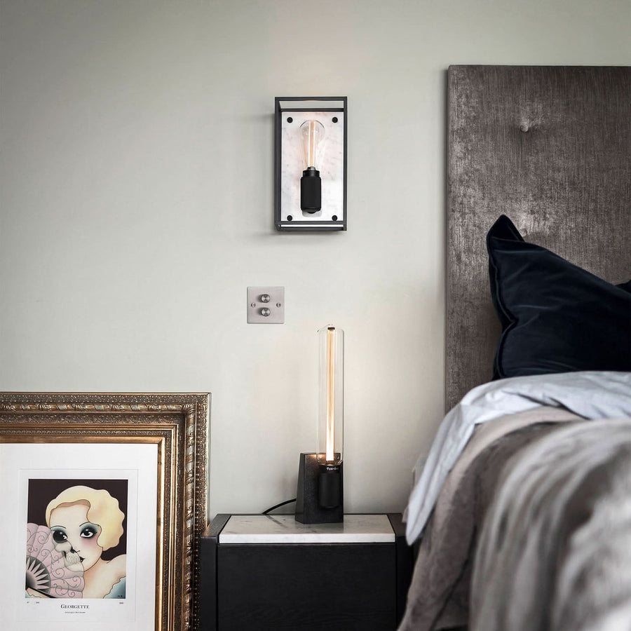 Applique murale Caged Wall en marbre, noir et blanc, hauteur 29,9 cm
