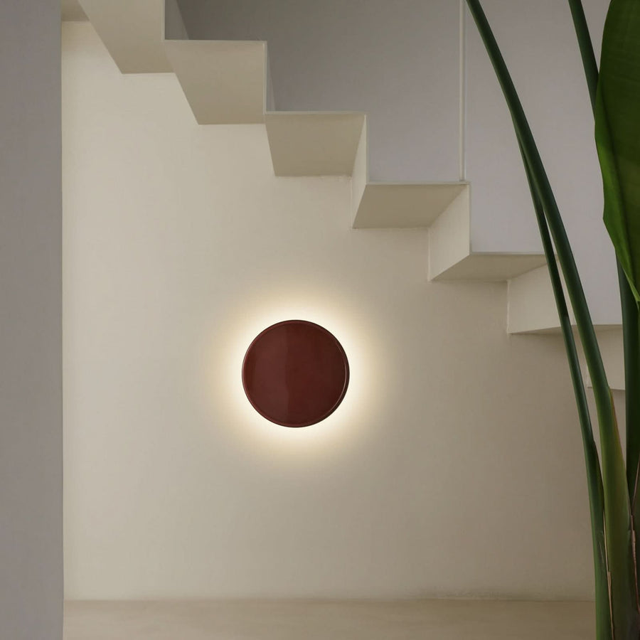 Applique murale LED Caramel en verre, marron et noir, Ø 38 cm