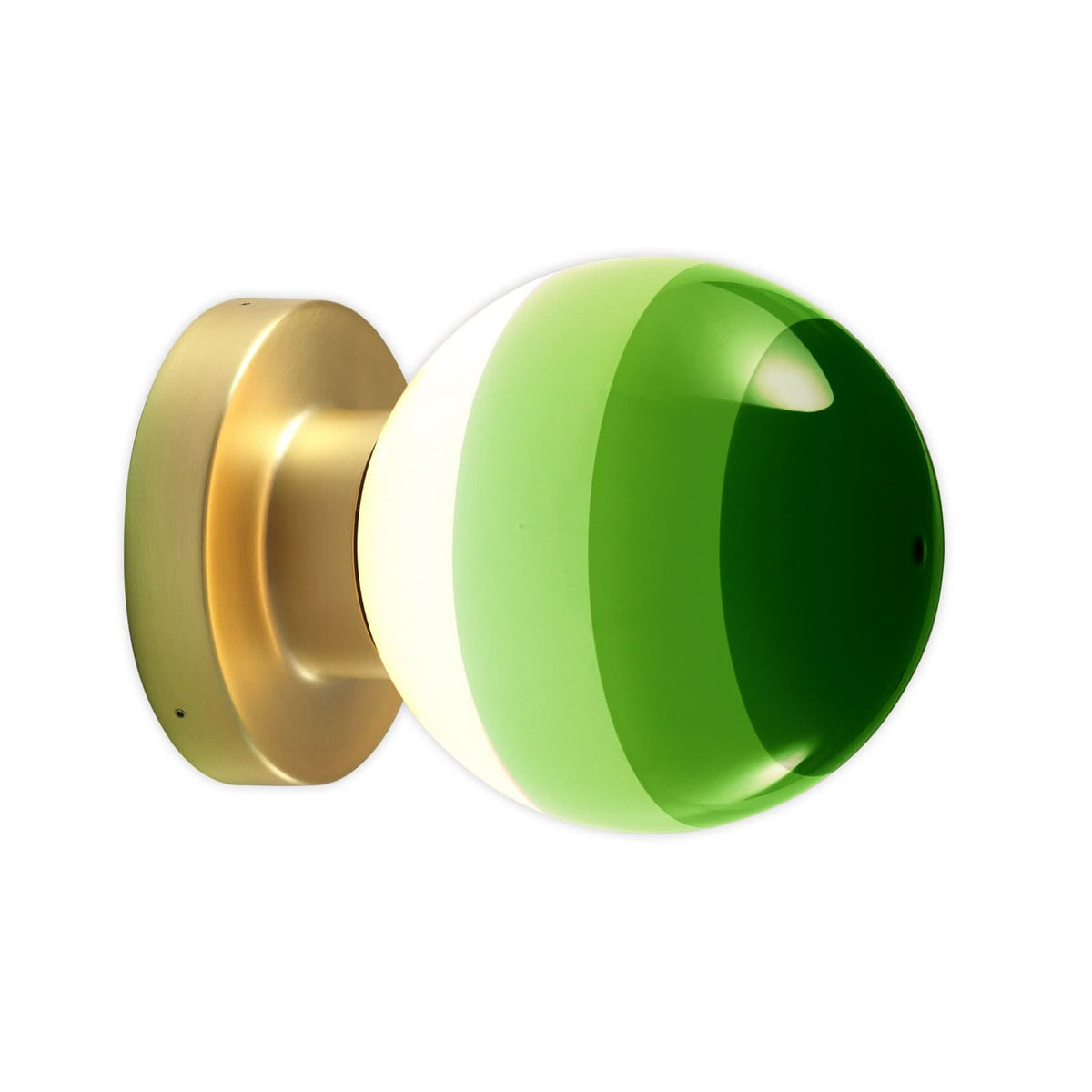 Applique murale LED Dipping Light A2 en verre, vert et laiton, Ø 12,5 cm