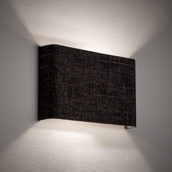 Applique murale Amarela B en tissu, noir, 2 lumières, hauteur 15 cm