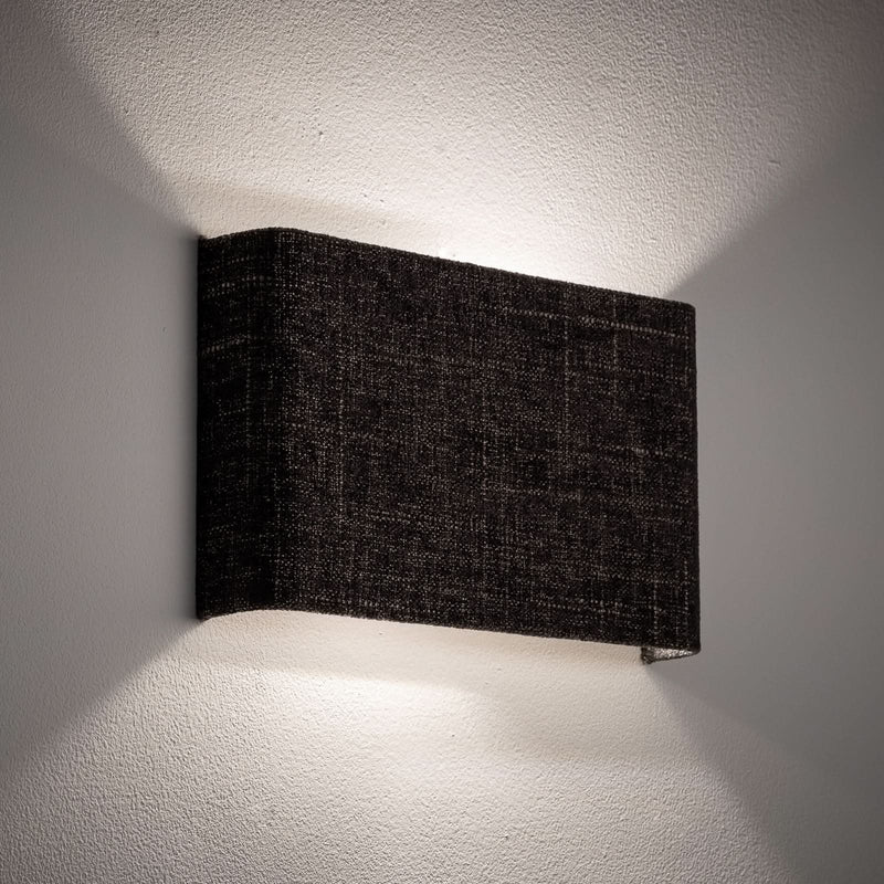 Applique murale Amarela B en tissu, noir, 2 lumières, hauteur 15 cm
