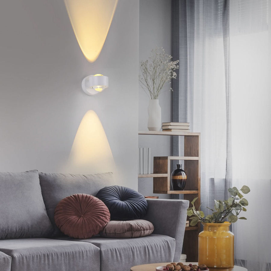 Applique murale LED rechargeable Chia en métal, blanc, 2 lumières, hauteur 9 cm