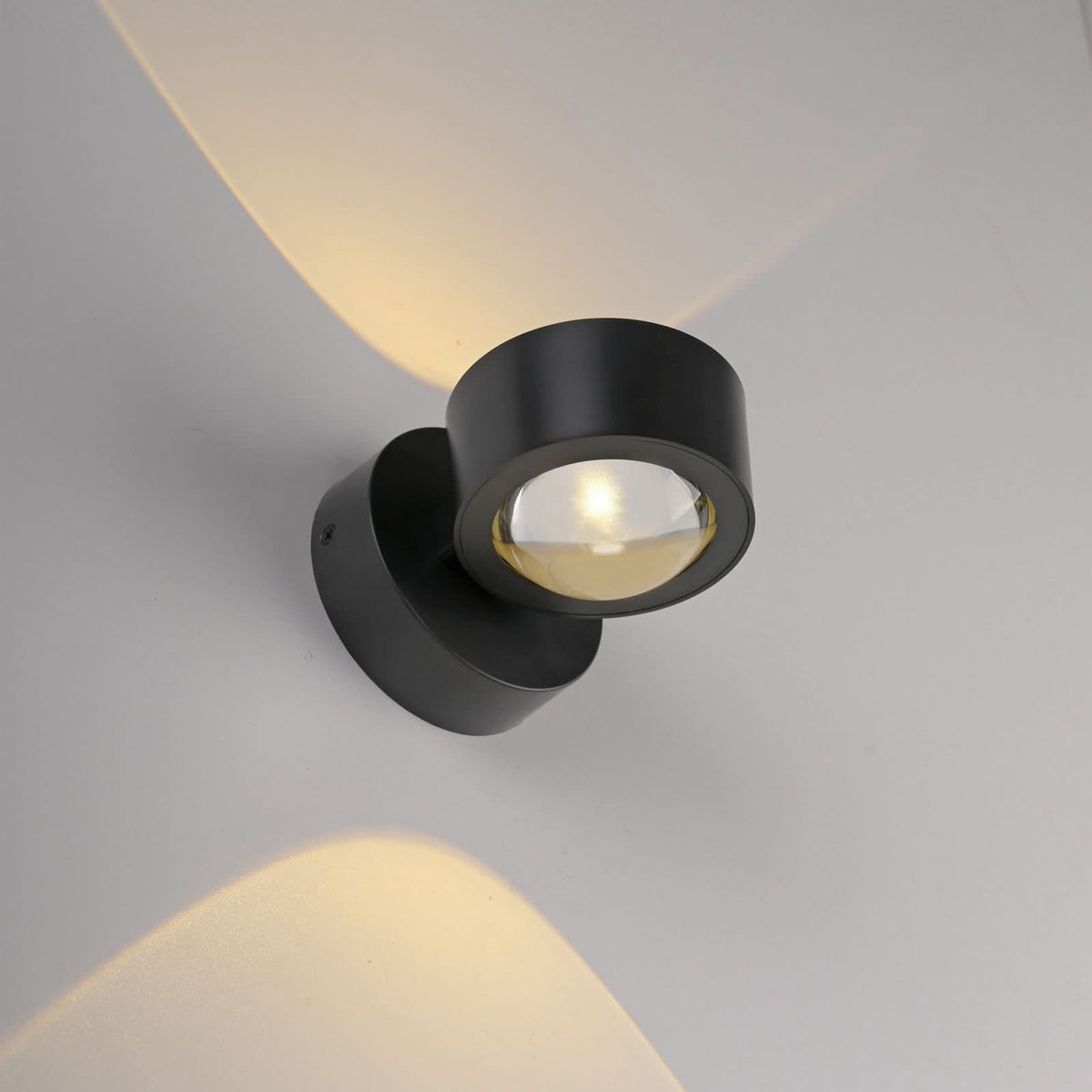 Applique murale LED rechargeable Chia en métal, noir, 2 lumières, hauteur 9 cm
