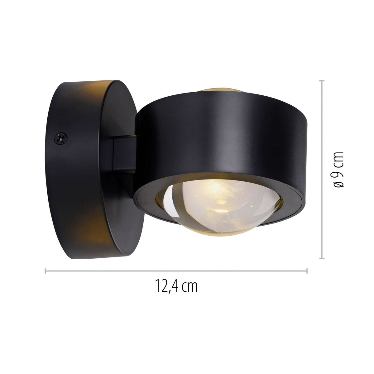 Applique murale LED rechargeable Chia en métal, noir, 2 lumières, hauteur 9 cm