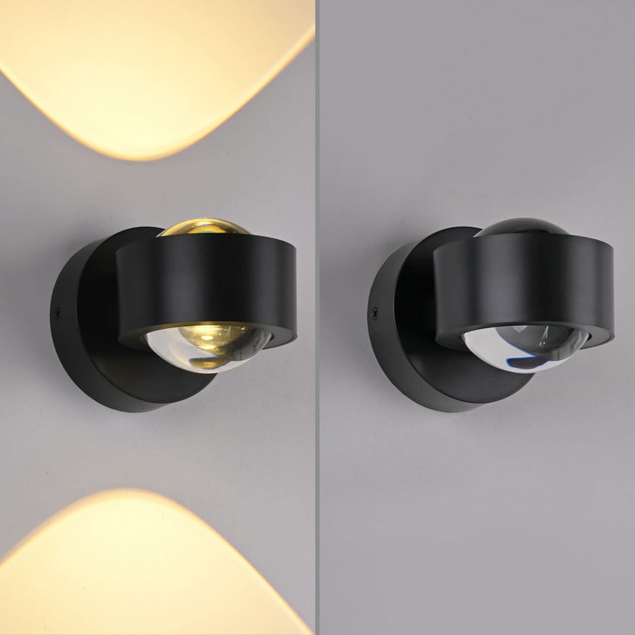 Applique murale LED rechargeable Chia en métal, noir, 2 lumières, hauteur 9 cm