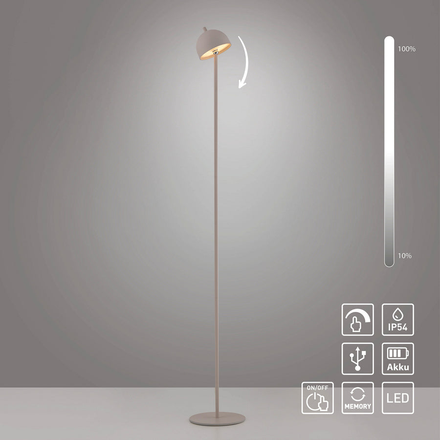 Lampadaire d'extérieur LED rechargeable Bellis en métal, sable, Ø 13 cm, IP54