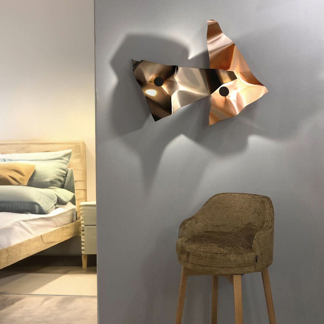 Applique murale LED Zona en acier, crème, hauteur 41 cm