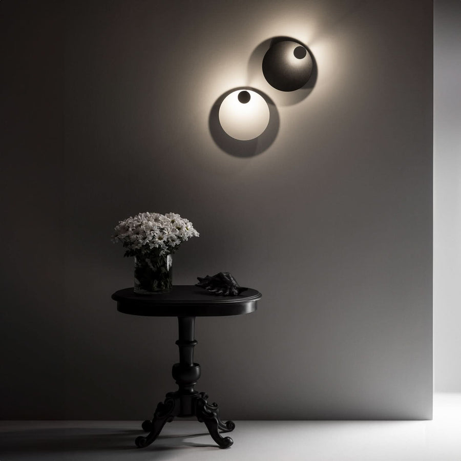 Applique murale LED Pois en acier, blanc et noir, Ø 25 cm