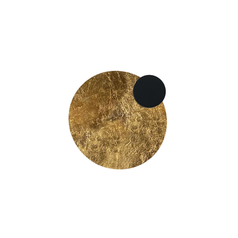 Applique murale LED Pois en acier, feuille d'or et noir, Ø 25 cm