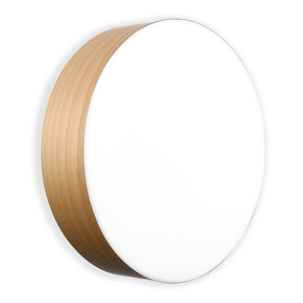 Applique murale Gea en bois, hêtre et nickel, Ø 42 cm