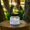 Lampe solaire d'extérieur LED Aston Jar en verre, noir et transparent, Ø 12 cm, IP44