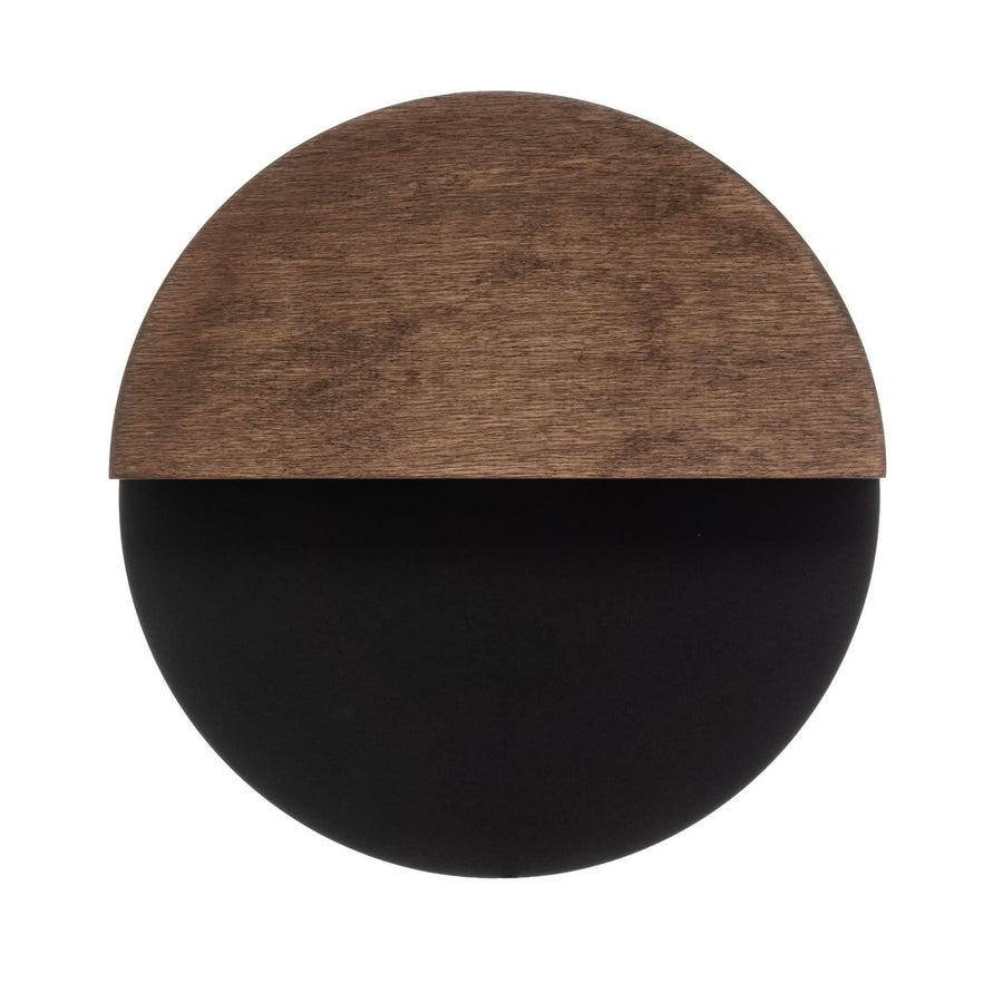 Applique murale LED Luna S en bois, noir, Ø 26 cm