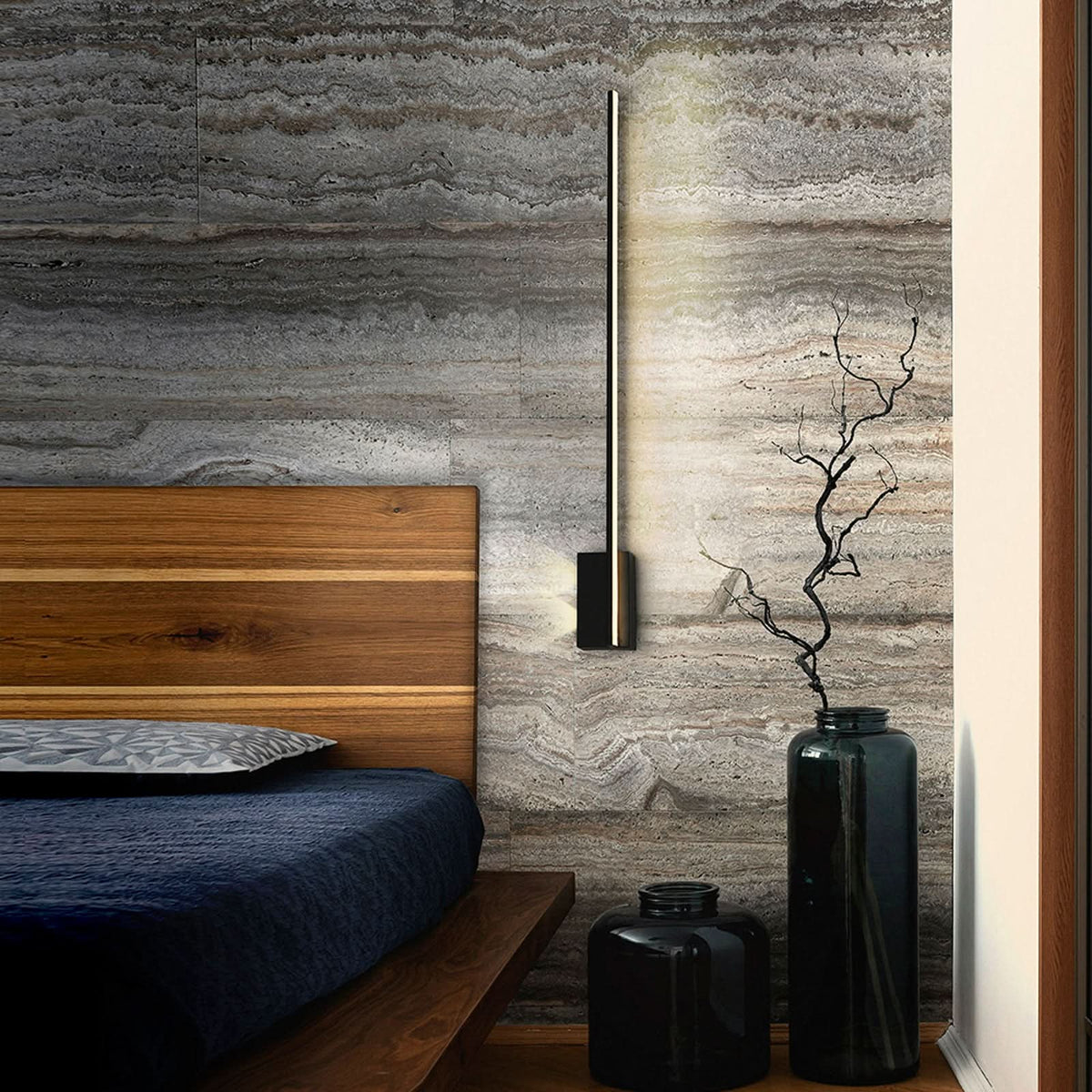 Applique murale LED Stick en aluminium, noir mat, hauteur 80 cm