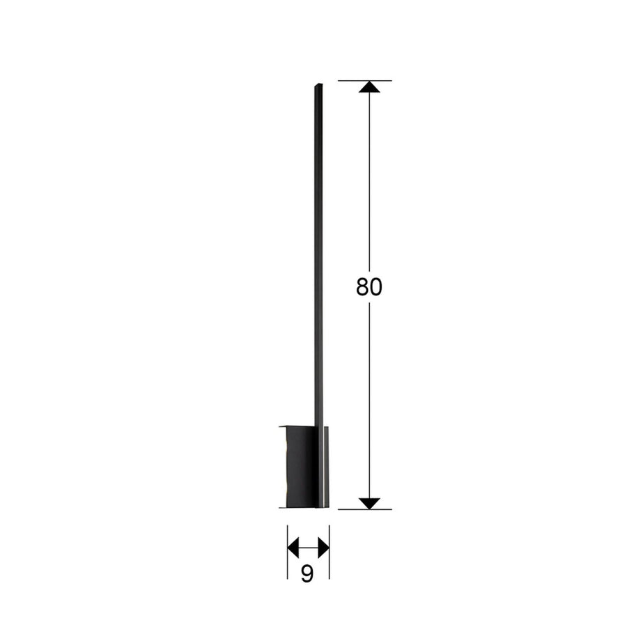 Applique murale LED Stick en aluminium, noir mat, hauteur 80 cm