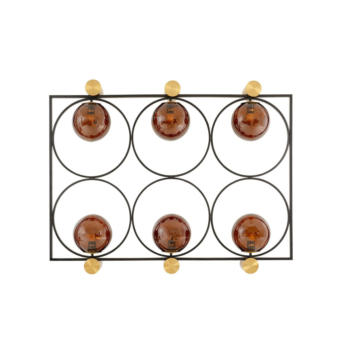 Applique murale Balance Circle en verre, marron et doré, 6 lumières, hauteur 95 cm
