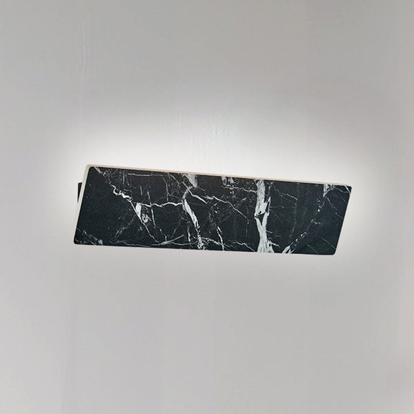 Applique murale LED Selena en pierre, noir marbré, hauteur 10 cm, 3000 K, 10 W