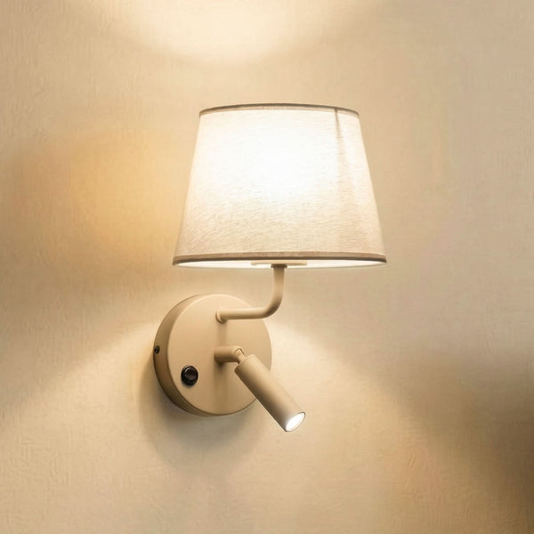 Applique murale Maja en tissu, sable, 2 lumières, hauteur 25 cm