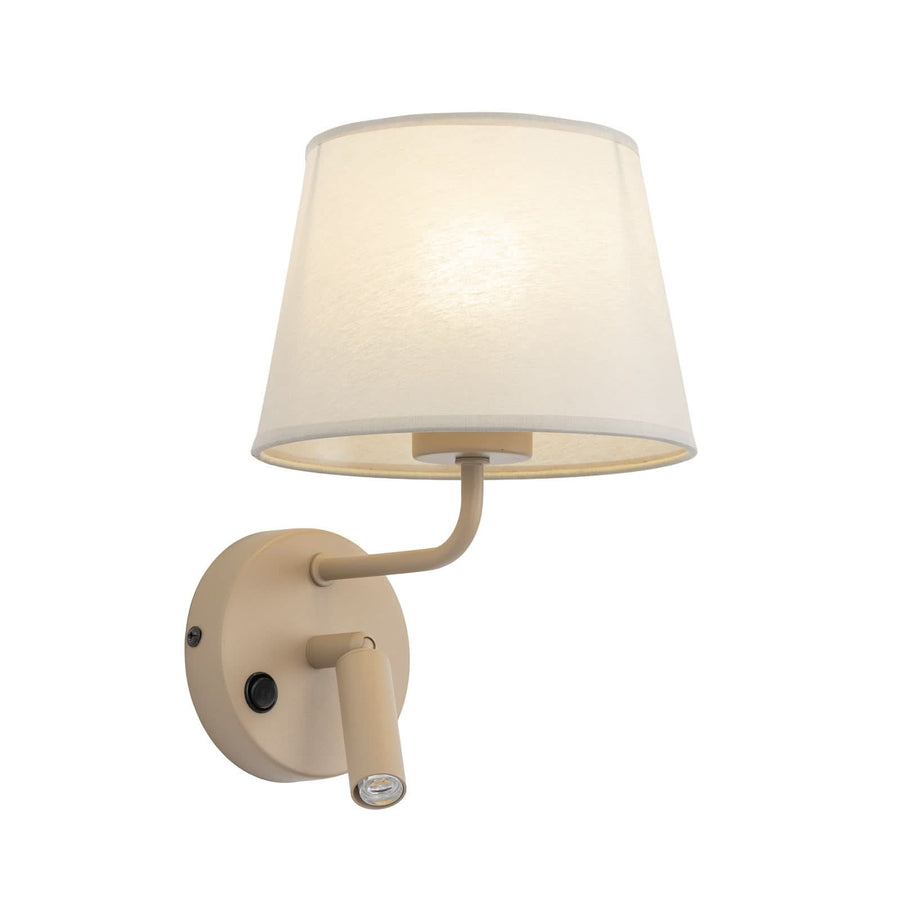 Applique murale Maja en tissu, sable, 2 lumières, hauteur 25 cm
