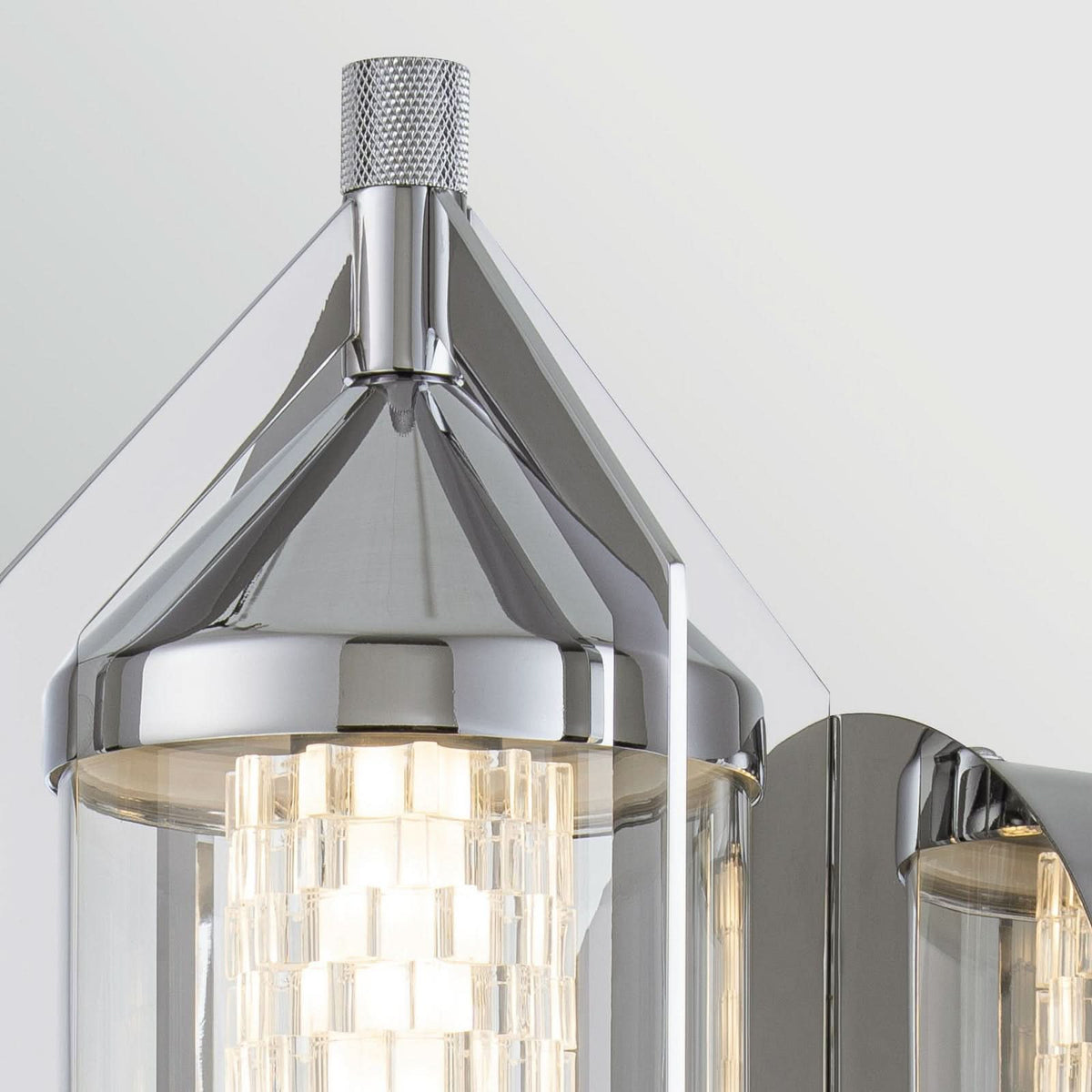 Applique murale LED Espada en verre, chromé poli et transparent, Ø 16 cm, IP44