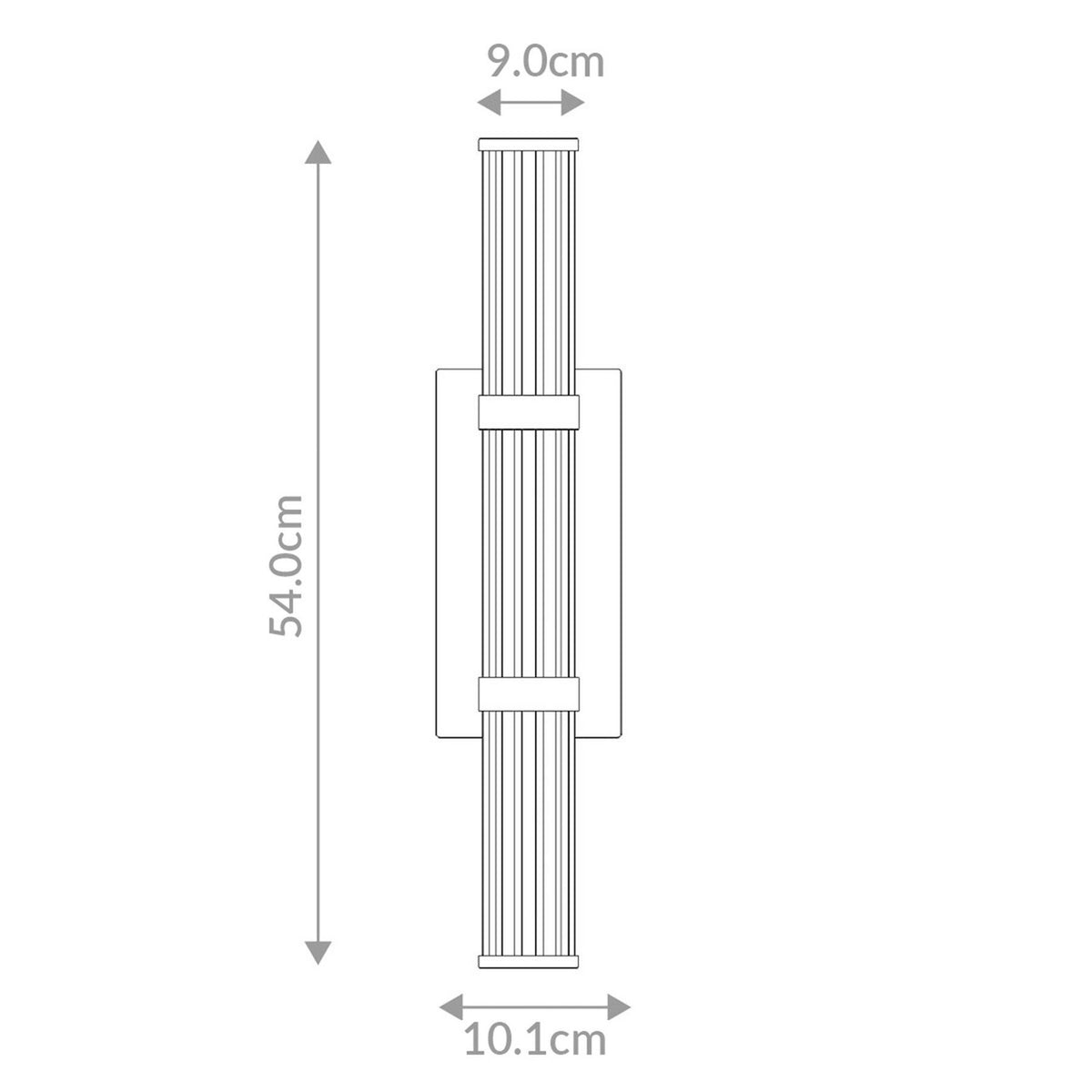 Applique d'extérieur LED Fayton en verre, noir mat et transparent structuré, hauteur 54 cm, IP44