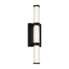 Applique d'extérieur LED Fayton en verre, noir mat et transparent structuré, hauteur 54 cm, IP44