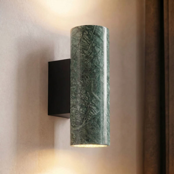 Applique murale Tavira en marbre, vert marbré, 2 lumières, hauteur 23 cm