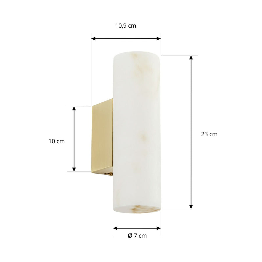 Applique murale LED Tavira en métal, albâtre, hauteur 23 cm