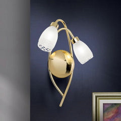 Applique murale Carla en verre, laiton brillant, 2 lumières, hauteur 35 cm