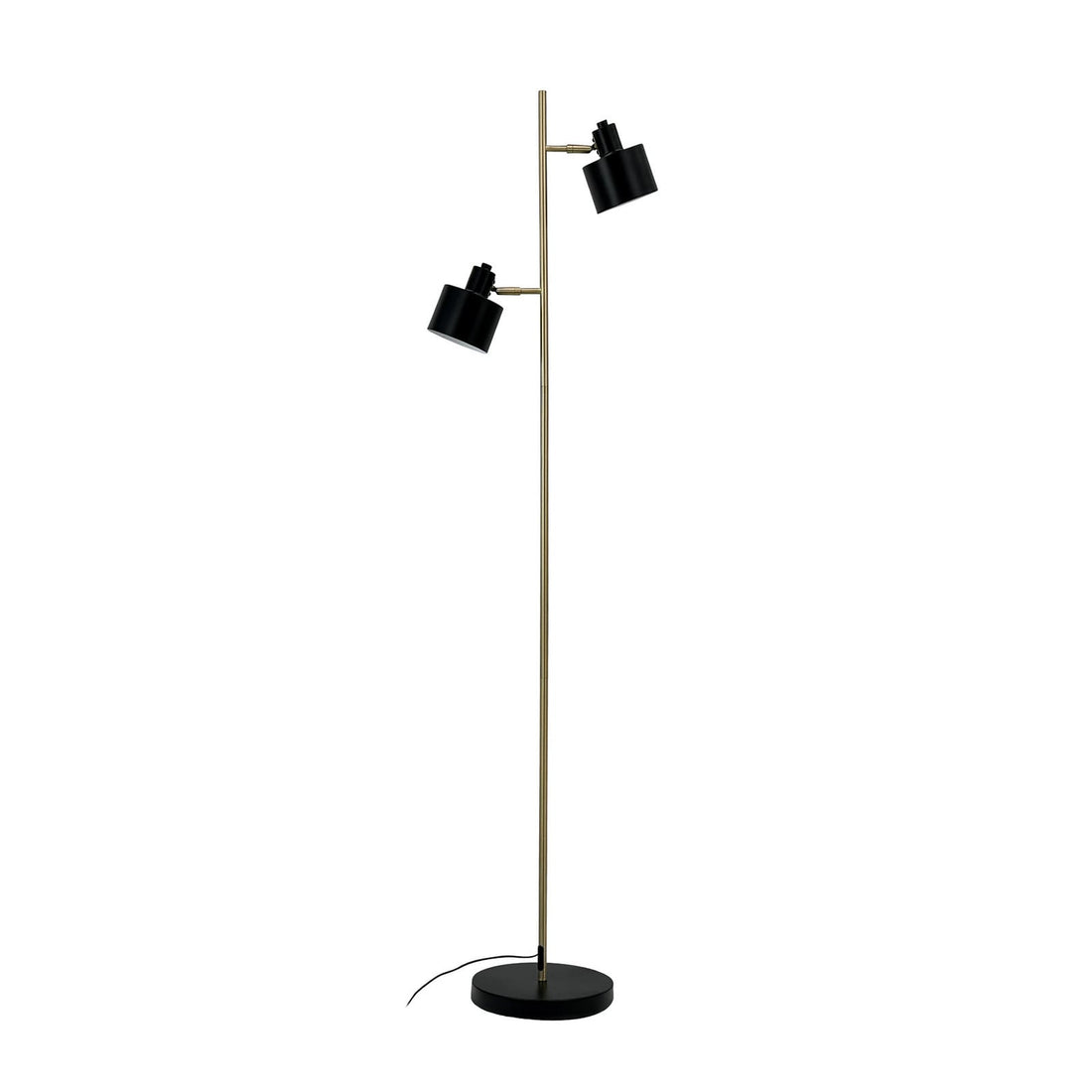 Lampadaire Ocean en métal, laiton et noir, 2 lumières, hauteur 160 cm