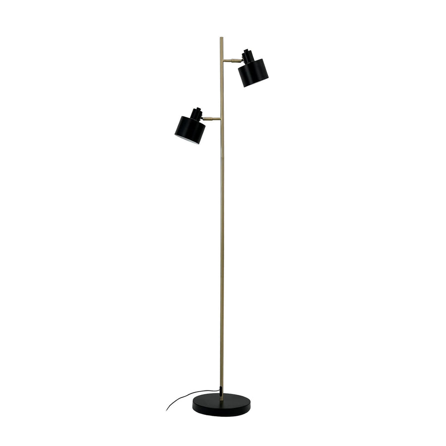Lampadaire Ocean en métal, laiton et noir, 2 lumières, hauteur 160 cm