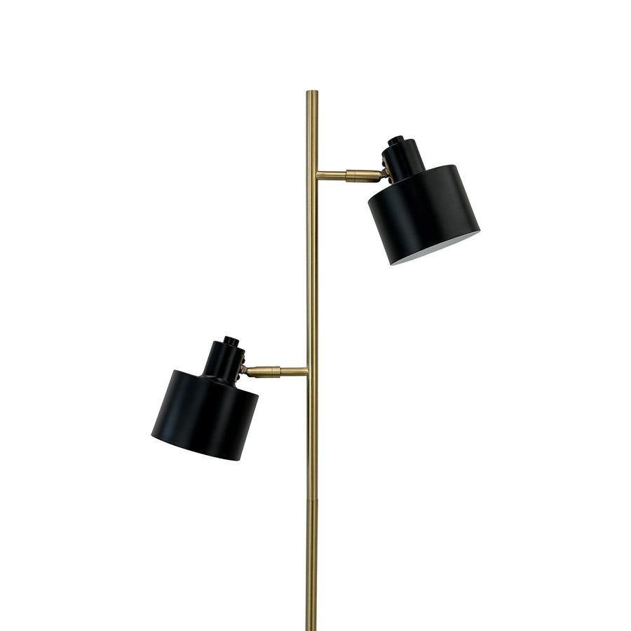 Lampadaire Ocean en métal, laiton et noir, 2 lumières, hauteur 160 cm